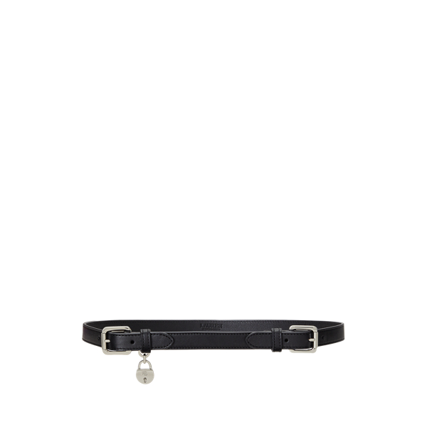 Leather Double-Buckle Skinny Belt