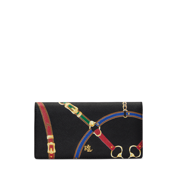 Print Crosshatch Leather Slim Wallet
