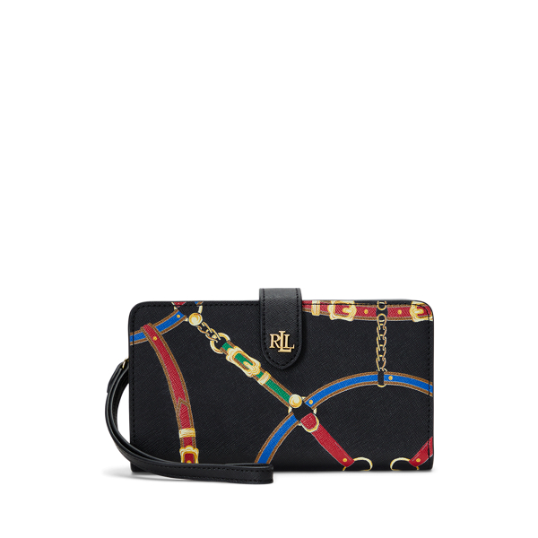 Print Crosshatch Leather Tech Wristlet