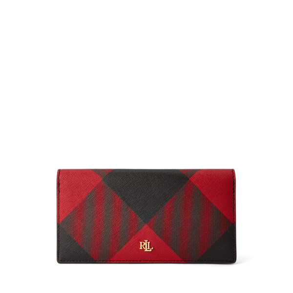 Print Crosshatch Leather Slim Wallet