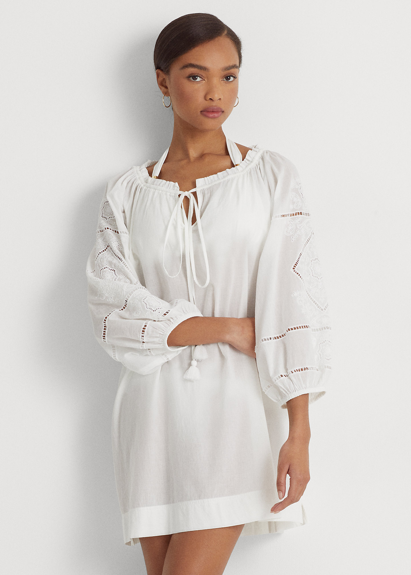 Eyelet Cotton Voile Cover-Up Dress