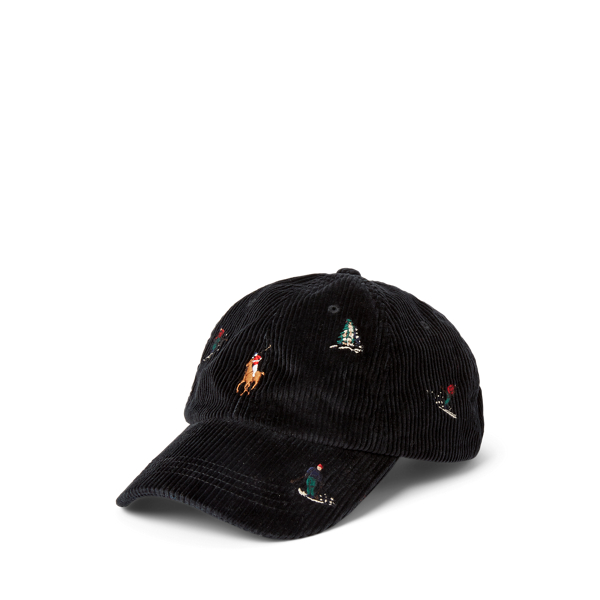 Ski-Embroidered Corduroy Ball Cap