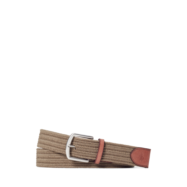 Leather-Trim Braided Belt