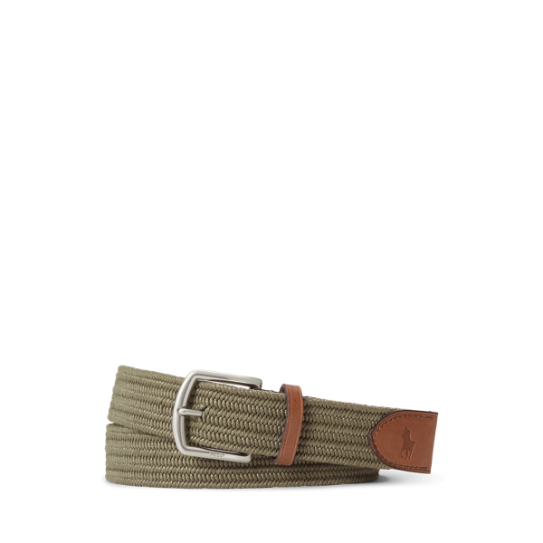 Leather-Trim Braided Belt