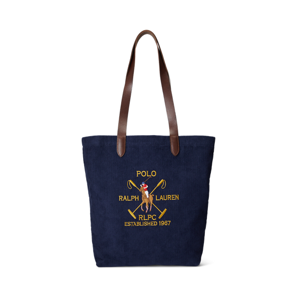 Polo Ralph Lauren Crest Leather-Trim Corduroy Tote