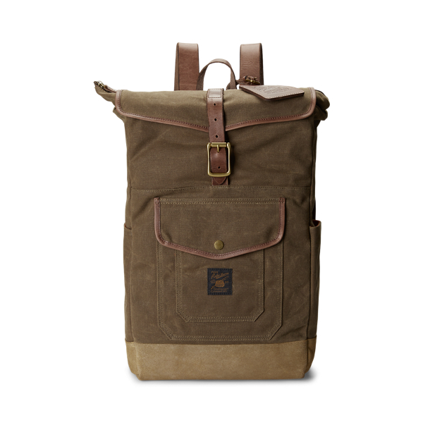 Sac à dos bordé de cuir en toile