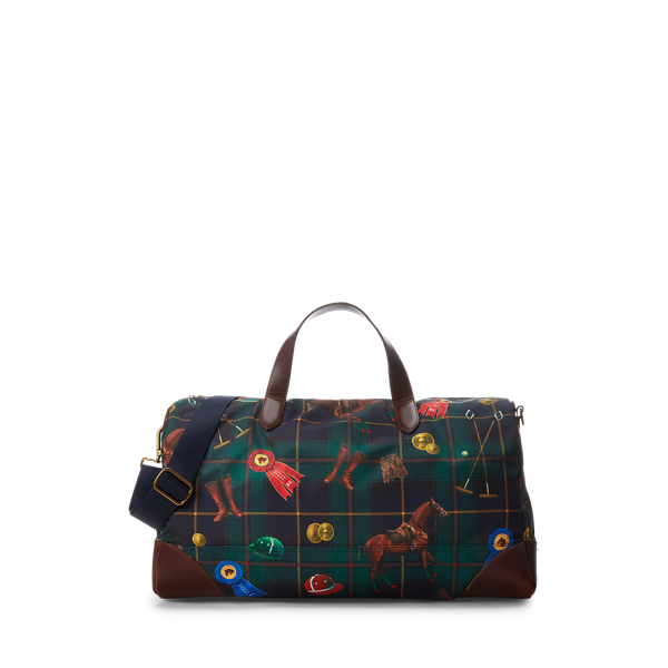 Equestrian-Plaid Canvas Duffel