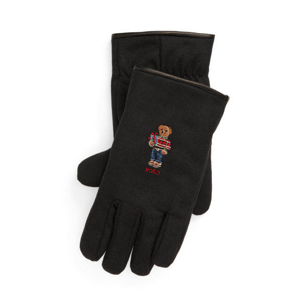 Polo Bear Leather Trim Wool Gloves for Men Ralph Lauren CH