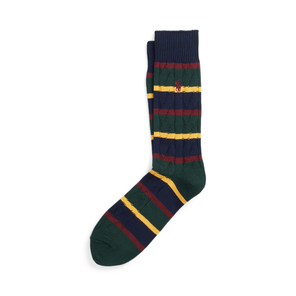Striped Cable-Knit Trouser Socks