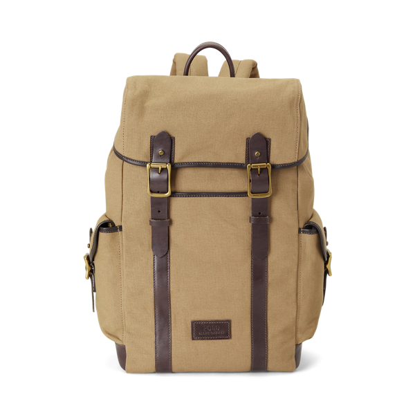 Leather-Trim Canvas Backpack