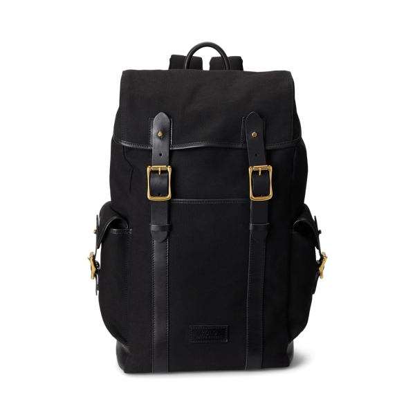 Leather-Trim Canvas Backpack