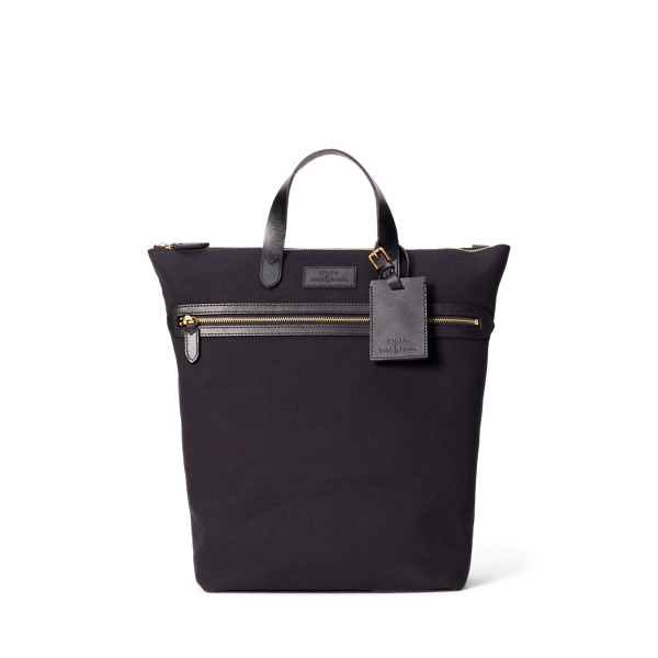 Leather-Trim Canvas Tote