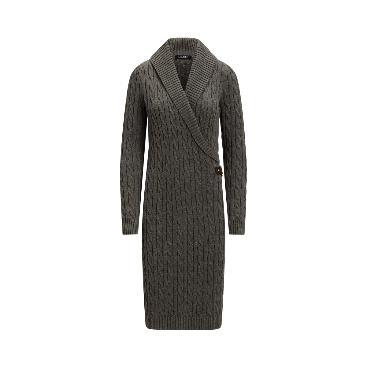Cable Knit Buckle Trim Sweater Dress Ralph Lauren