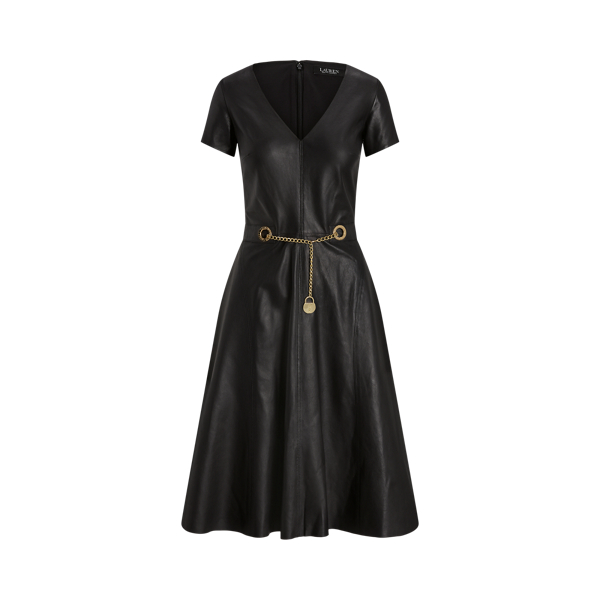 Polo Ralph Lauren Belted Stretch Lambskin Dress