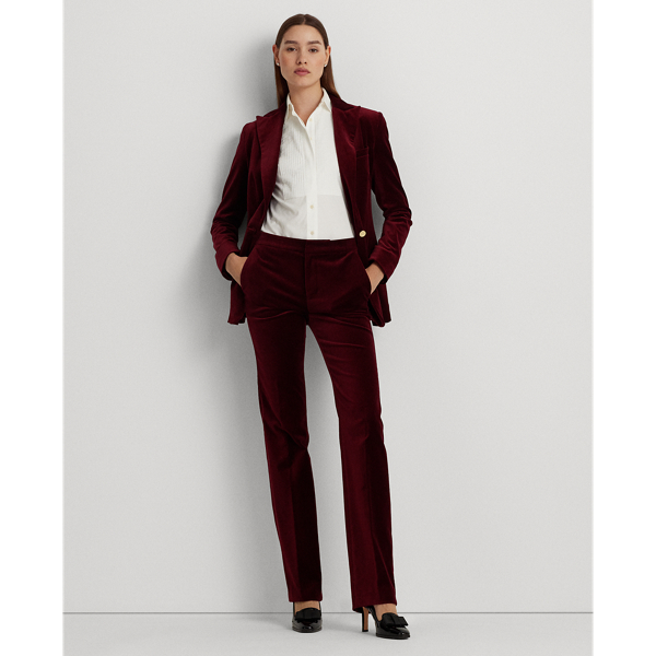 Pantalon droit en velours stretch