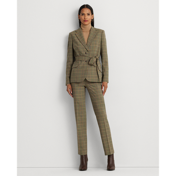 Pantalon droit écossais à carreaux sergé