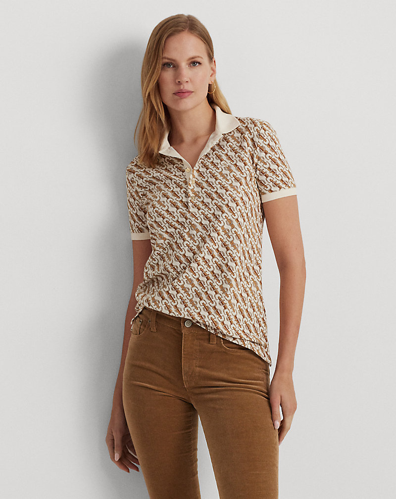 Belting-Print Pique Polo Shirt Lauren 1