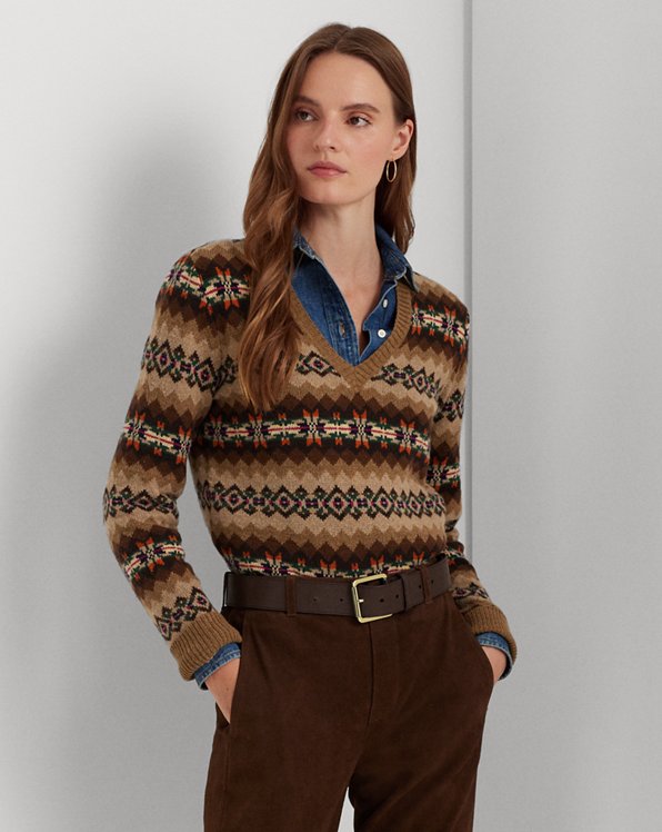 Fair Isle Wool-Blend V-Neck Sweater