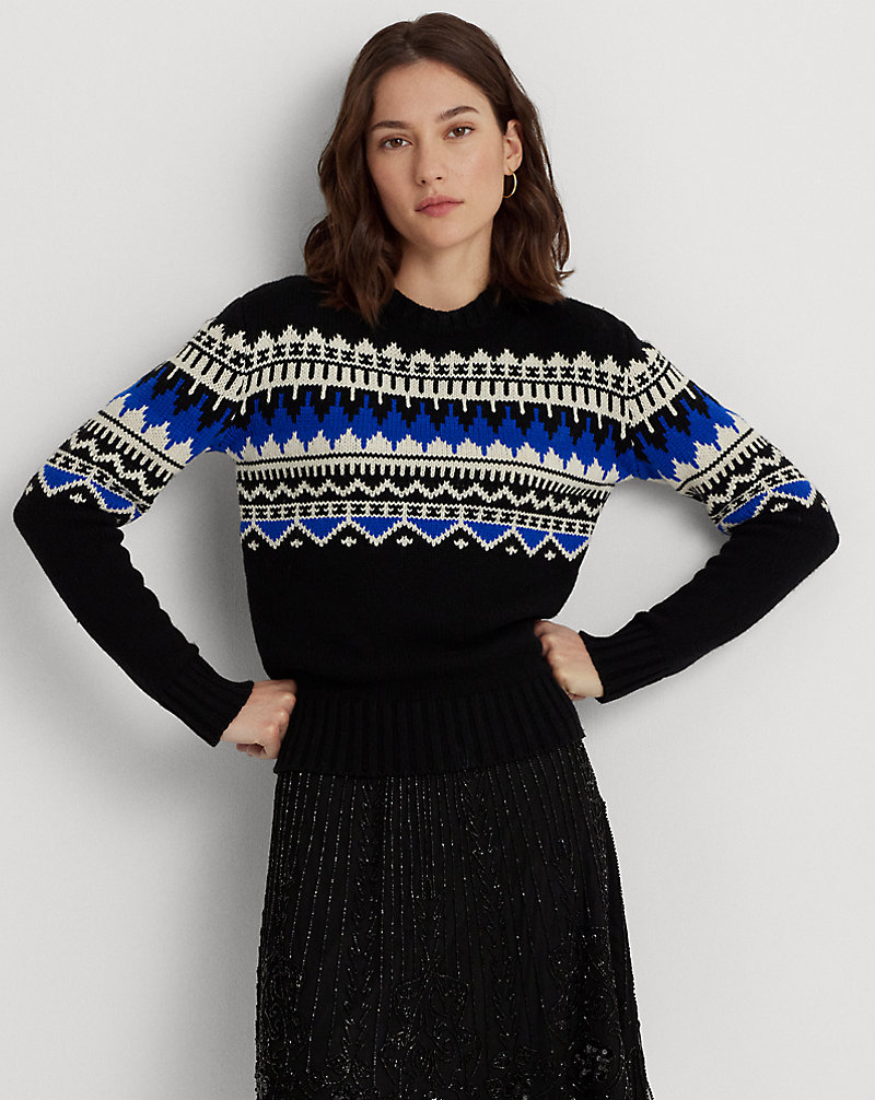 Fair Isle Wool-Blend Crewneck Sweater Lauren 1