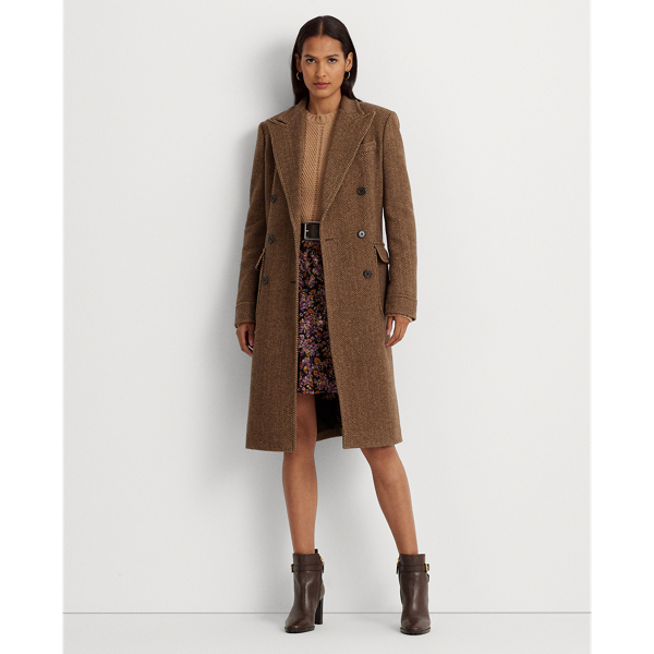 Double Breasted Herringbone Coat for Women Ralph Lauren DZ