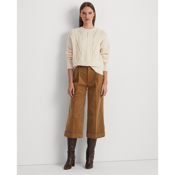 Pleated Corduroy Culotte Pant