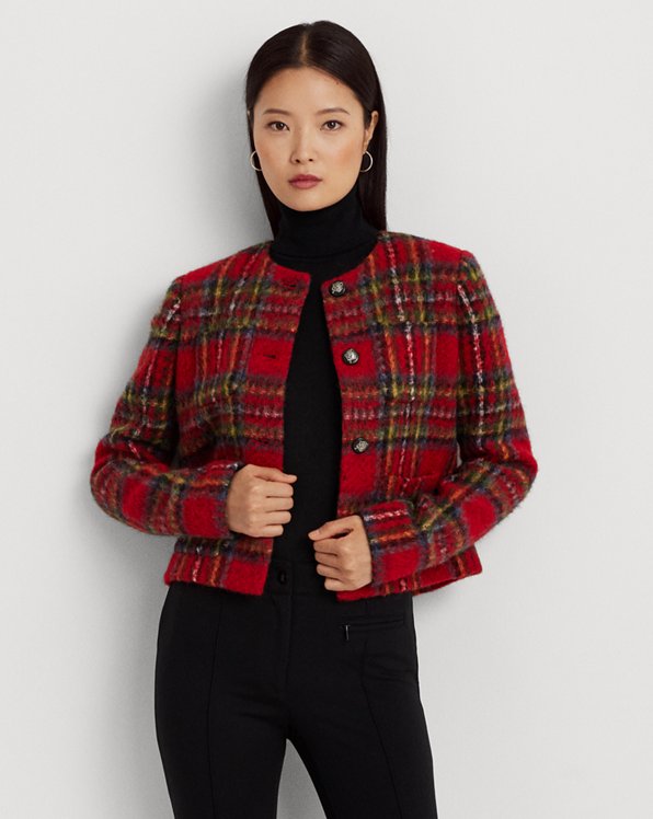 Plaid Mohair Cropped Jacket