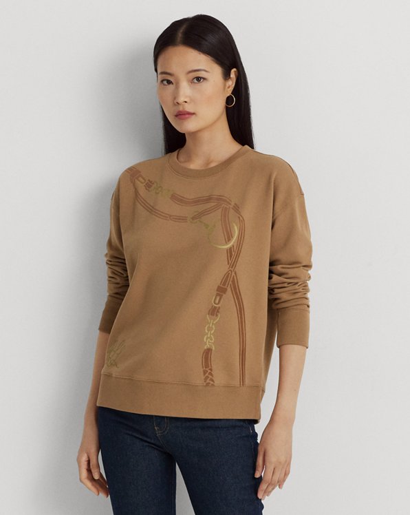 Belting-Print French Terry Pullover
