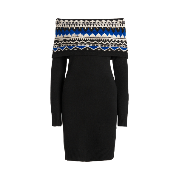 Polo Ralph Lauren Fair Isle Off-the-Shoulder Sweater Dress