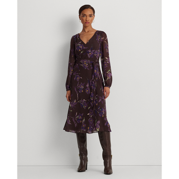 Robe en georgette fleurie froissée