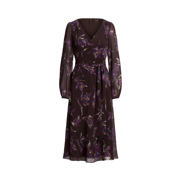 Polo Ralph Lauren Floral Belted Crinkle Georgette Dress