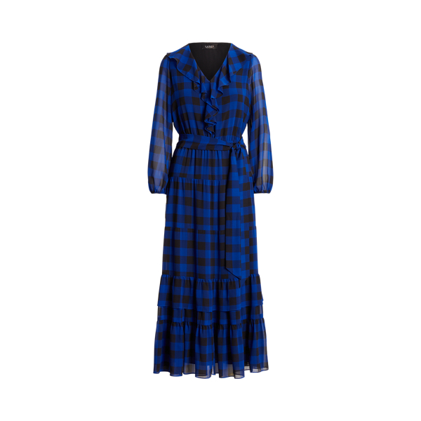 Polo Ralph Lauren Buffalo Check Belted Georgette Dress