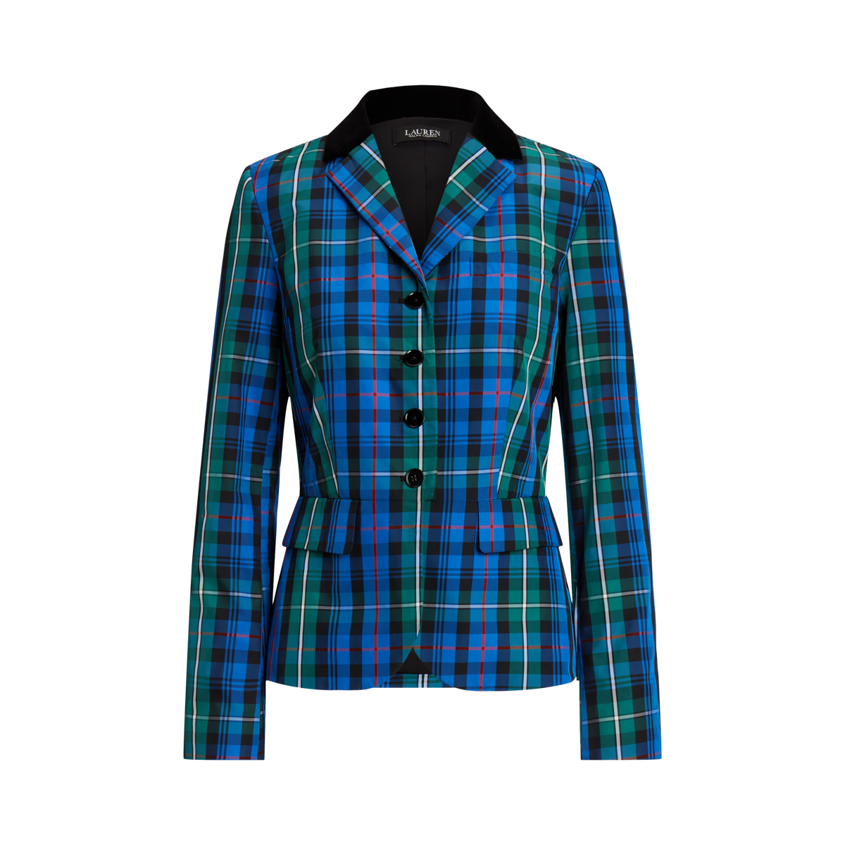 Checked Plaid Taffeta Peplum Jacket