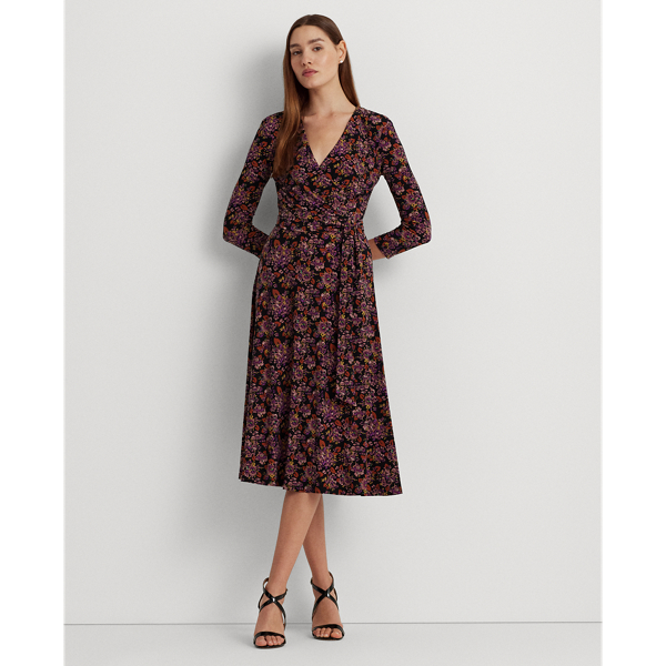 Robe col en V croisé en jersey