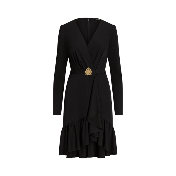 Polo Ralph Lauren Belted Stretch Jersey Surplice Dress