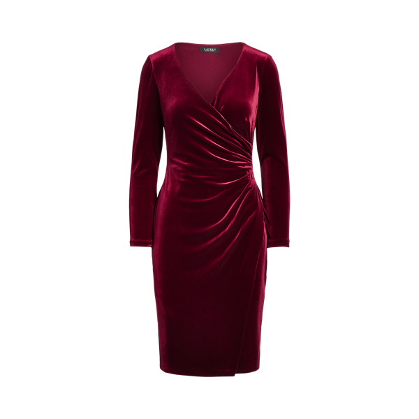 Polo Ralph Lauren Stretch Velvet Surplice Dress