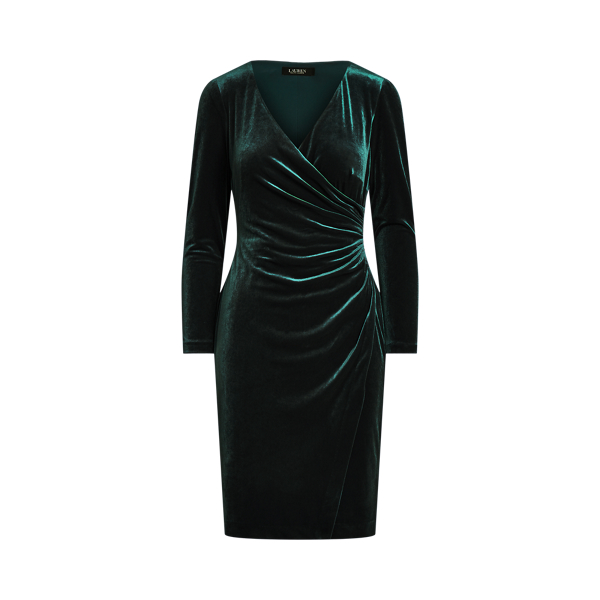 Polo Ralph Lauren Stretch Velvet Surplice Dress
