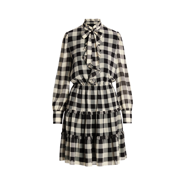 Polo Ralph Lauren Buffalo Check Ruffled Georgette Dress