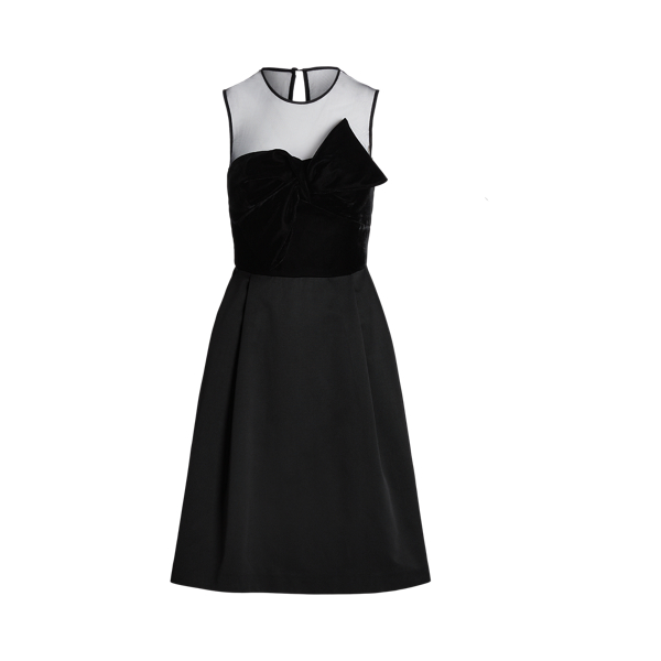 Polo Ralph Lauren Bow-Trim Velvet & Faille Cocktail Dress