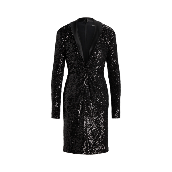 Polo Ralph Lauren Twist-Front Sequined Cocktail Dress