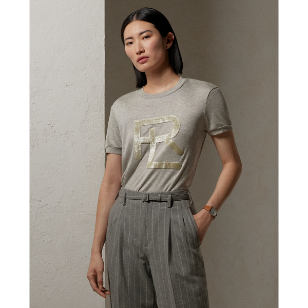 Embellished RL Melange Interlock Tee