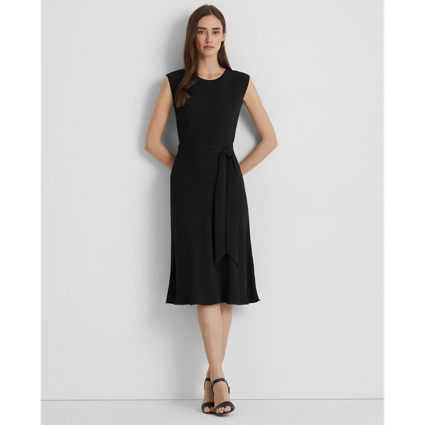 Belted Bubble Crepe Dress