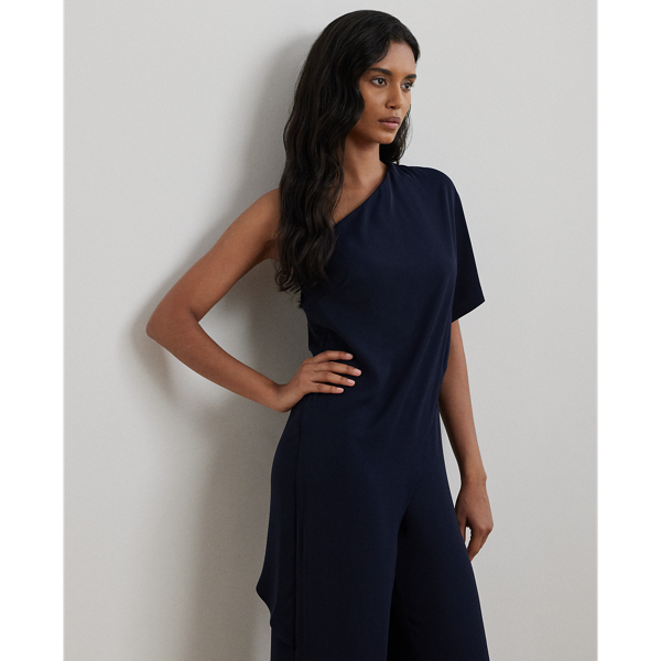 Cape Georgette One-Shoulder Jumpsuit