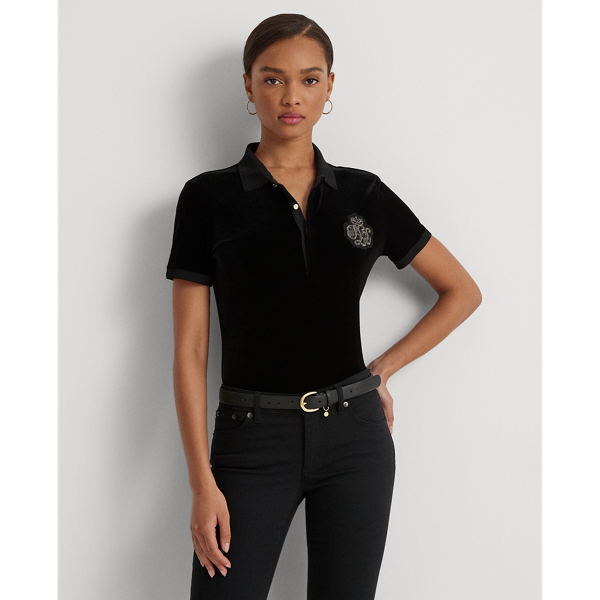 Camisa Polo em veludo elástico