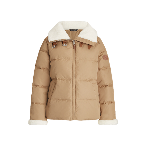 Down puffer jacket with faux fur trim lauren ralph lauren hot sale