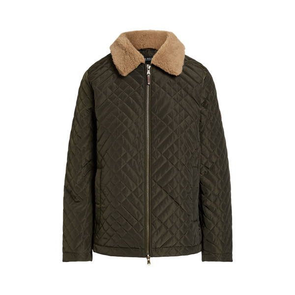 Faux-Fur-Trim Quilted Jacket