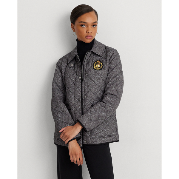 Crest-Patch Quilted Herringbone Jacket