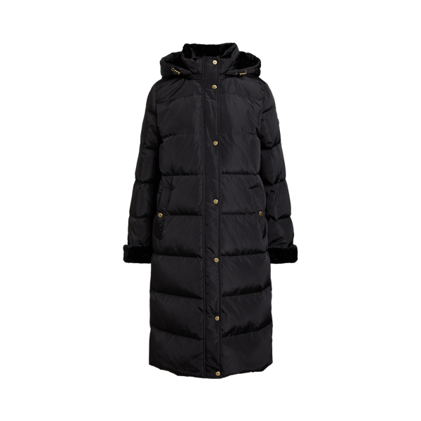 Faux-Fur-Trim Hooded Down Coat