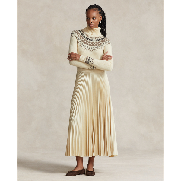 Hybrid Jumper-Pleated Roll Neck Dress