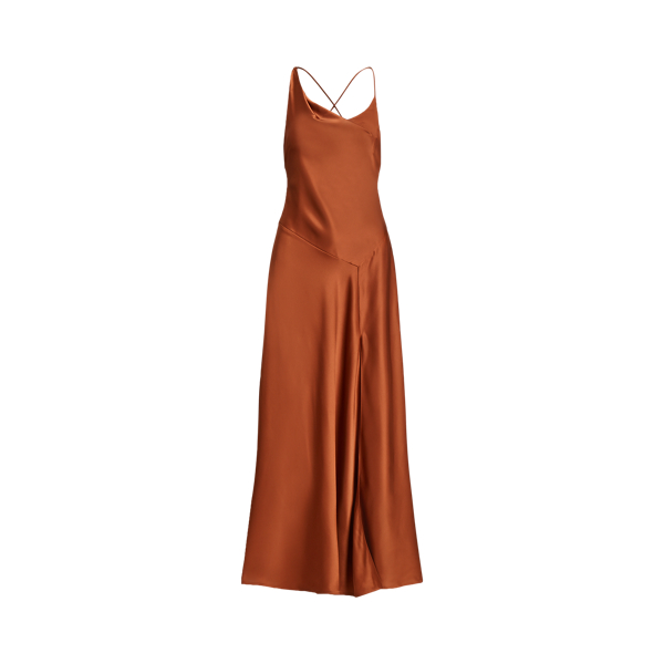 Polo Ralph Lauren Asymmetrical Satin Cowlneck Gown