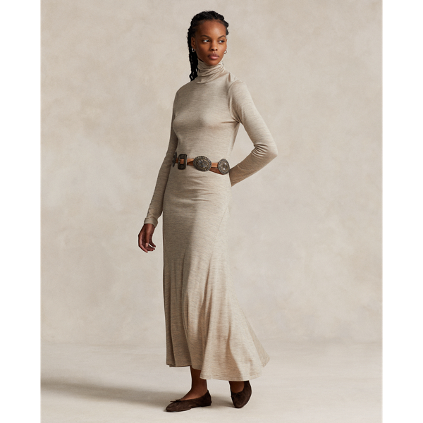 Wool-Blend Roll Neck Dress